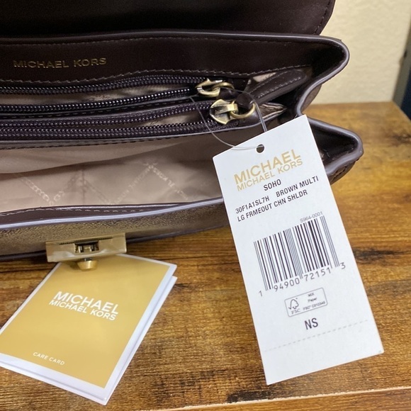 Michael Kors Soho Leopard Large Chain Studded Shoulder Bag Quiet Luxury Mobwife - Picture 12 of 16